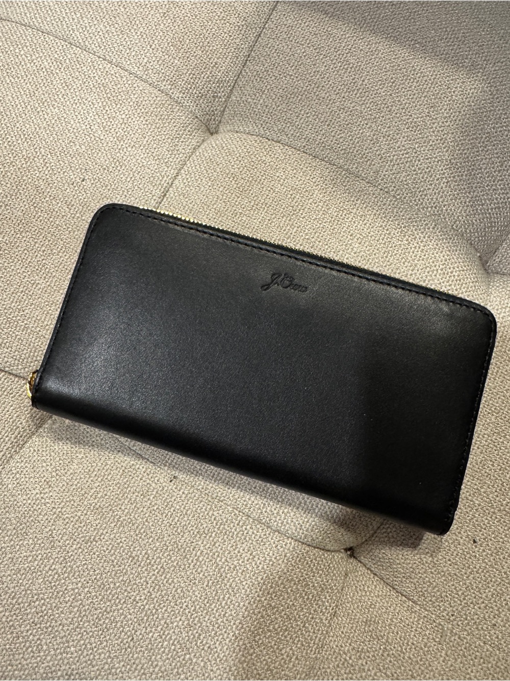 J. Crew Black Zip-Around Leather Wallet
